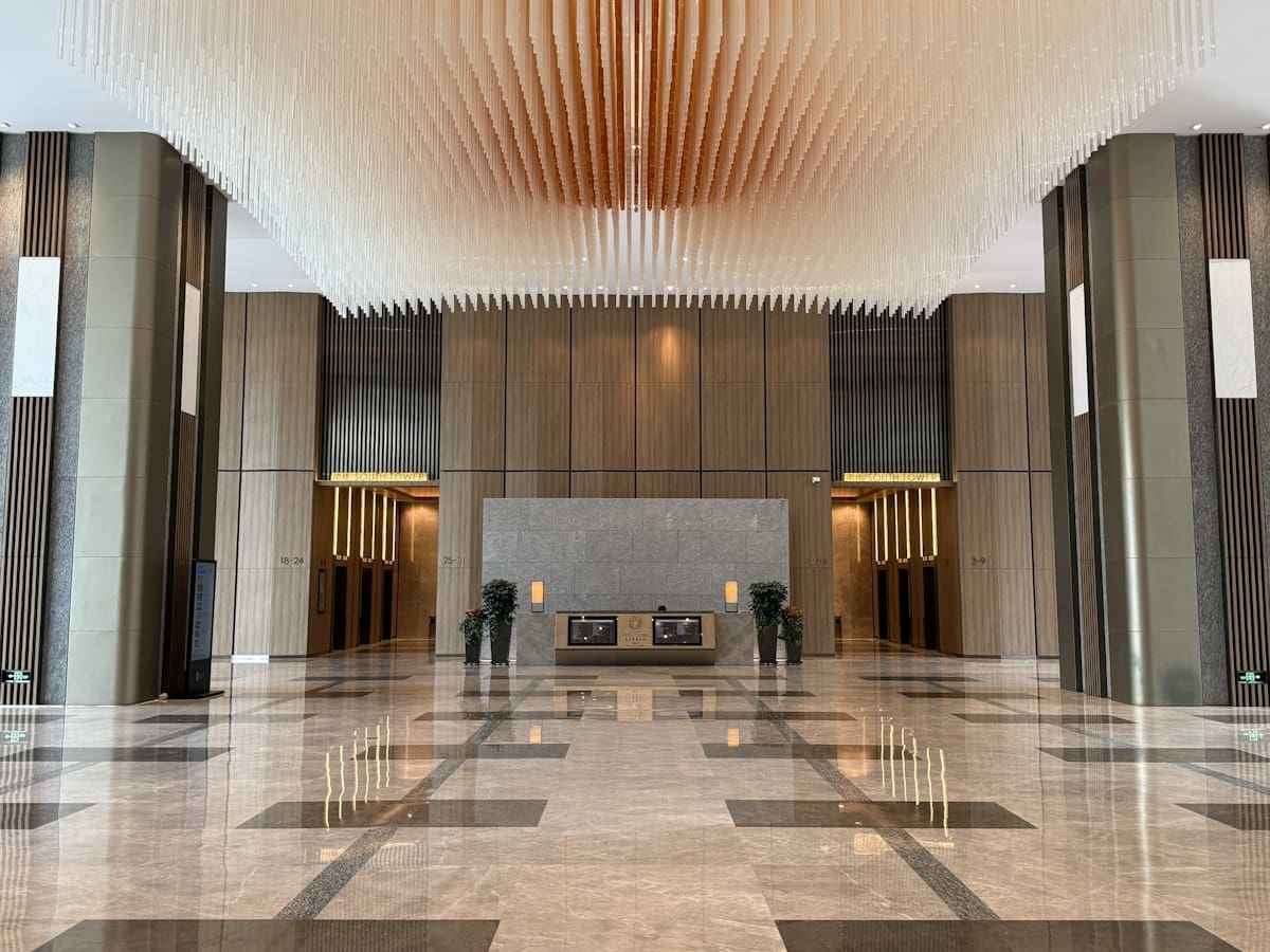 Modern bank lobby interior
